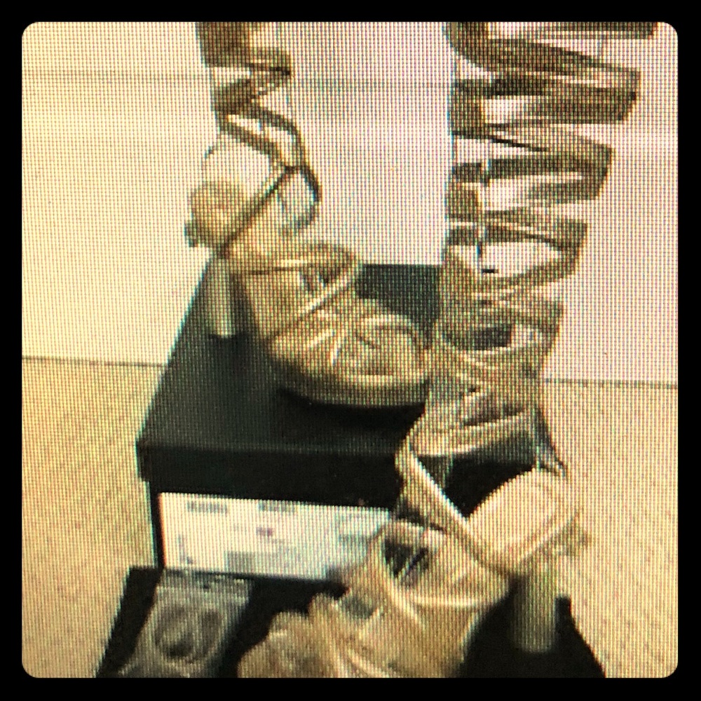 Chanel Leather Gladiator Heel Wrap Gold Platform